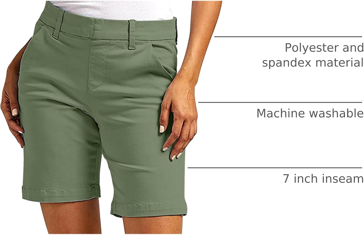 Hvyesh Women's High Waisted Green Bermuda Shorts with