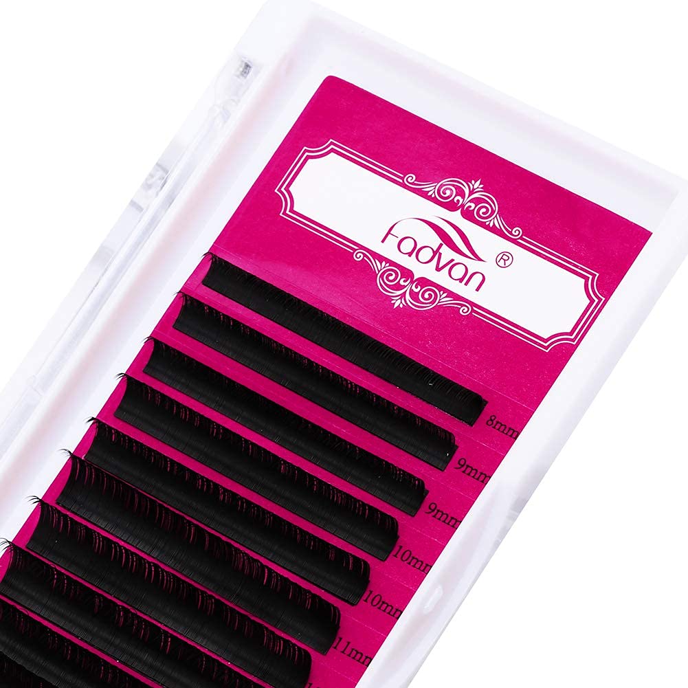 Eyelash Extensions Individual Lashes 0.07 D curl 8-14mm Mix Classic Lash Extensions FADVAN Single Volume Fan Eyelashes Professional Matte Black Semi Permanent Soft Natural for Salon (Mix 8-14)