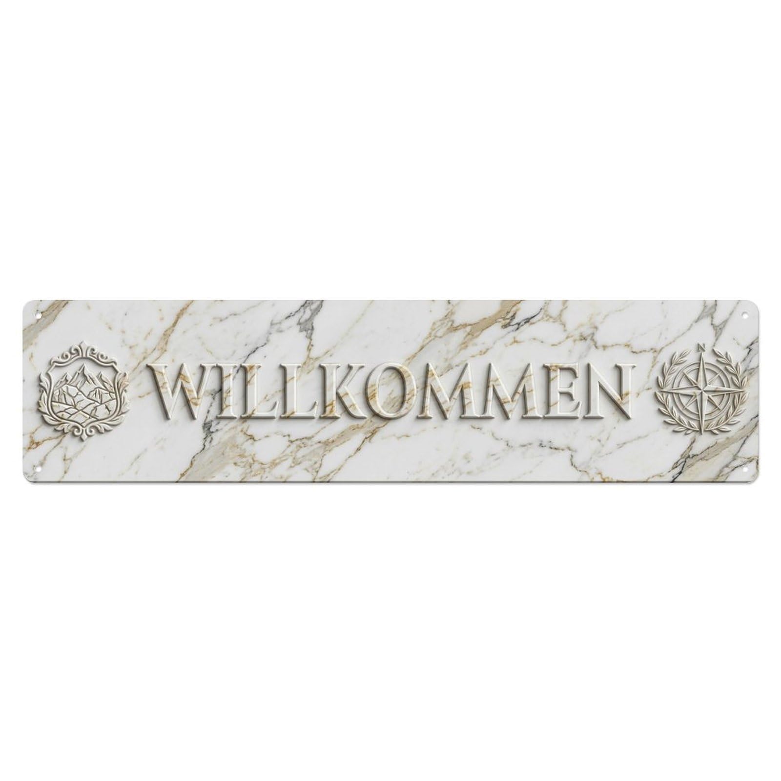 Marble Veined Luxury Stone Welcome Metal Tin Sign
