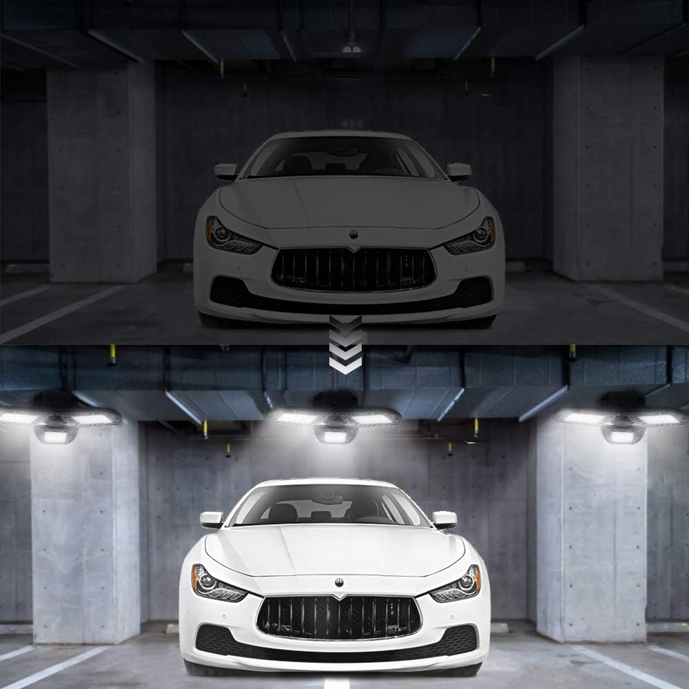 Bеѕt Cуbеr Mоndау 🔥 60W LED Garage Lights, Daylight White 6000K, 6000Lm, Deformable Lamp, Garage Ceiling Light with 3 Adjustable Panels, E26/E27 Base Bulbs for Workshop, Warehouse, Factory