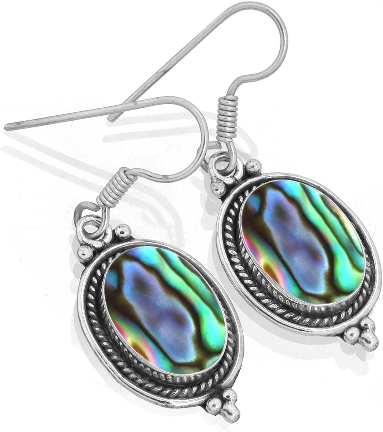 925 Sterling Silver Plated Handmade Jewelry Oval Turquoise, Carnelian, Amber, Rose Quartz Natural Gemstone Boho Drop Dangle Earring For Women