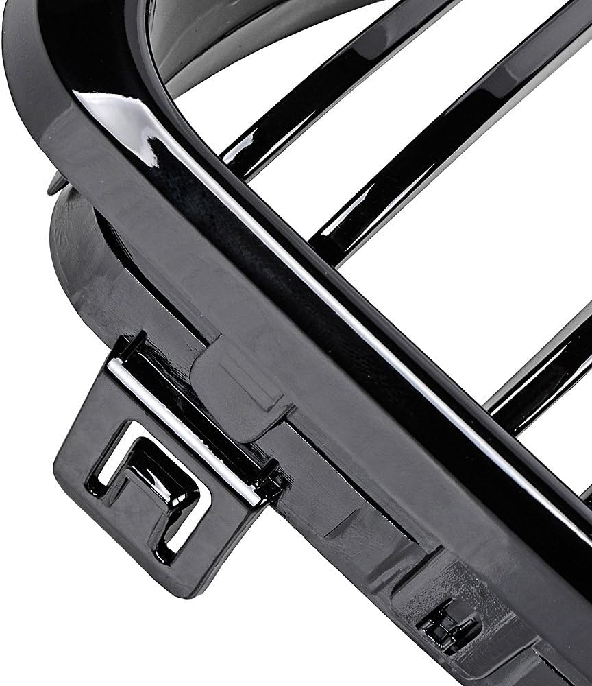 Grille de calandre noire brillante pour E81 E82 E87 E88 1 Series 2008-2013 Calandre avant double barre en forme de rein