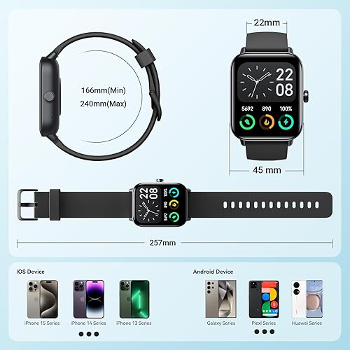Miniatura 8 de Relojes inteligentes para hombres y mujeres, Alexa integrado, reloj inteligente de 1.8 pulgadas con frecuencia cardíaca, SpO2sueñoestrés, rastreador
