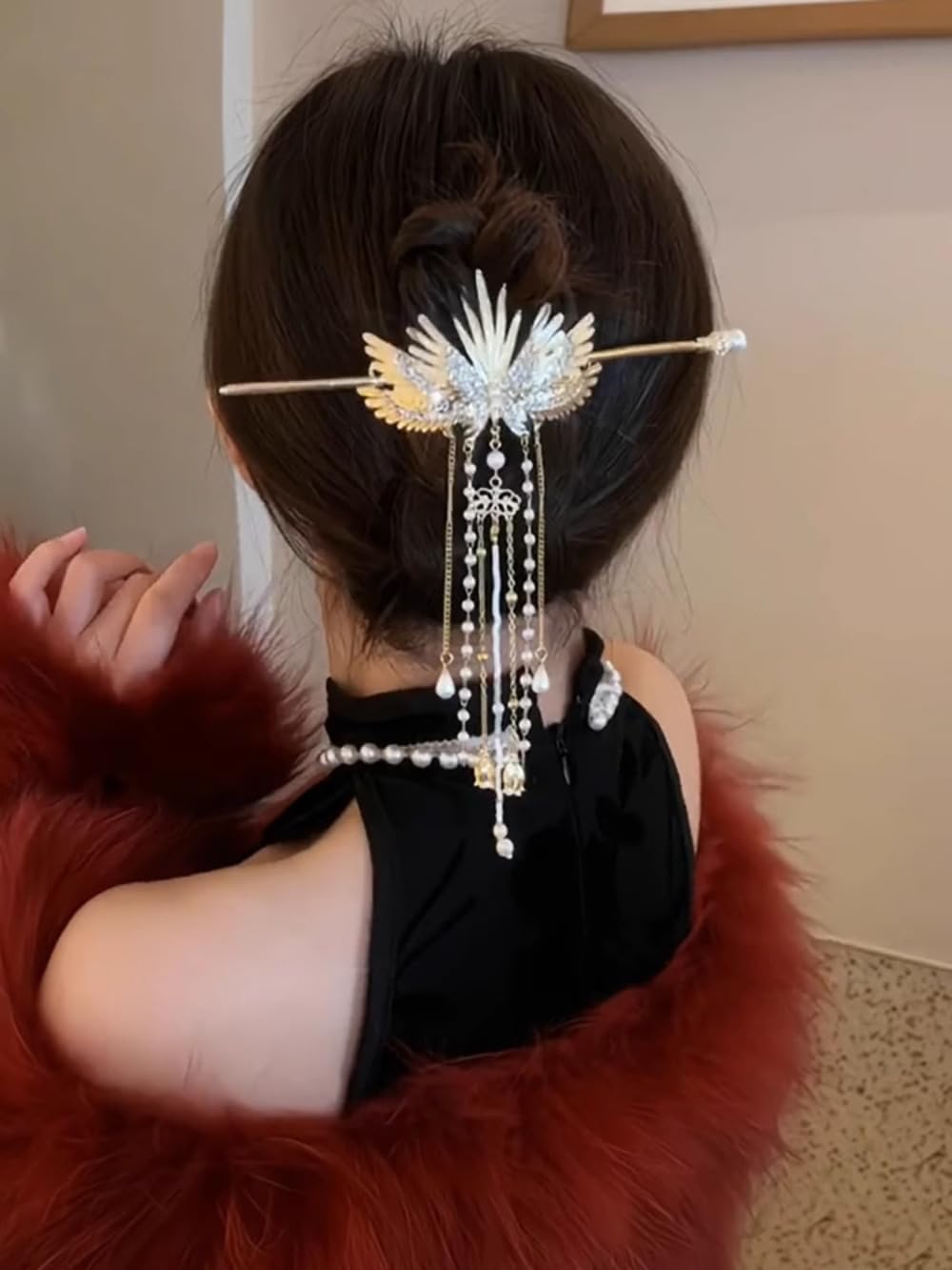El pelo, el cabello, Horquilla con borlas y horquilla Qipao de estilo antiguo chino de alta gama