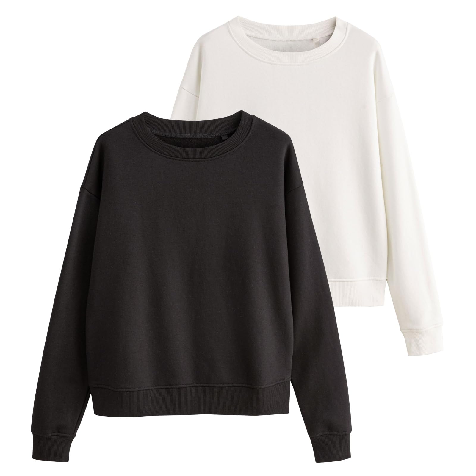 THE SET - Sweat Femme à Col Rond - Noir et Blanc (Lot de 2)