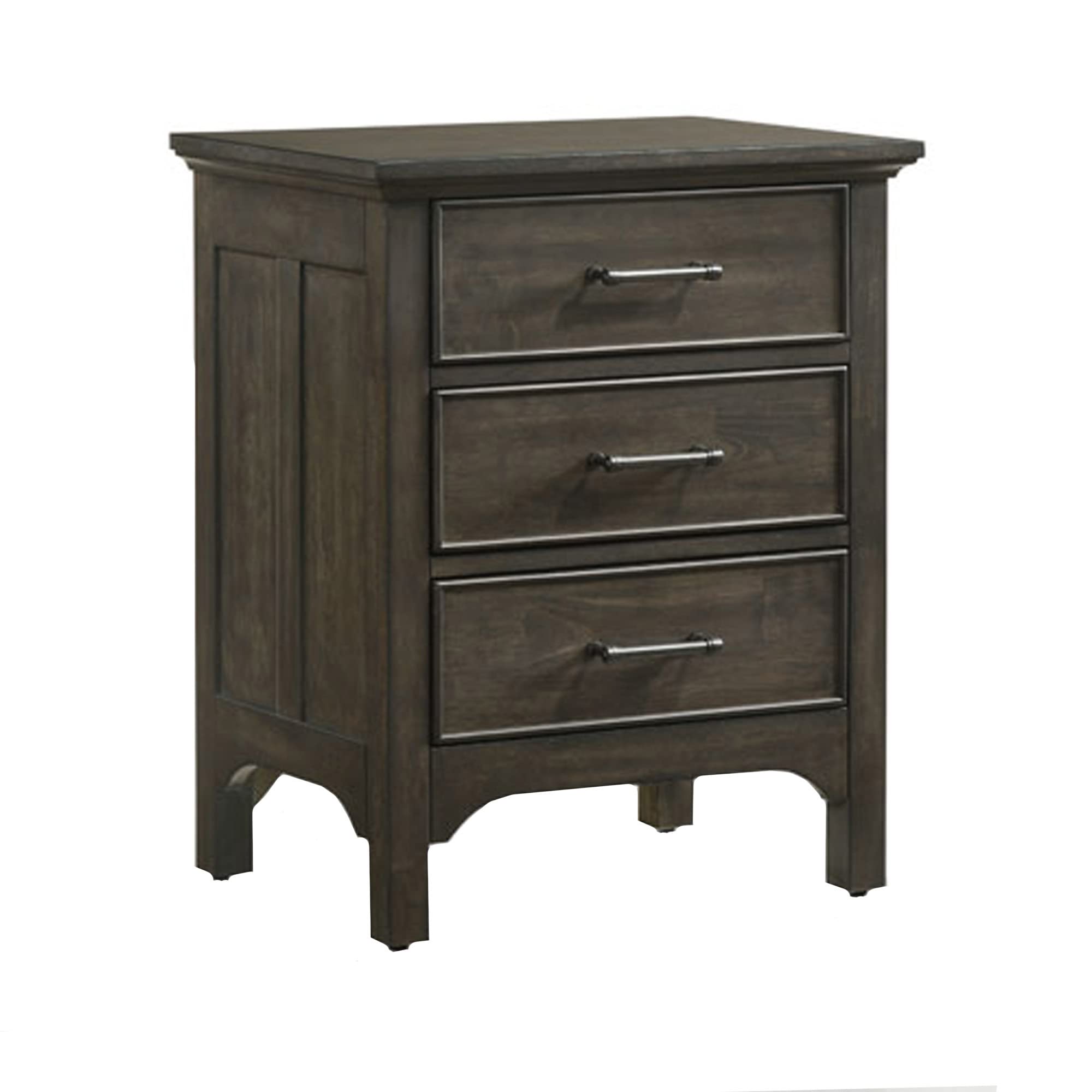Nightstand  3 Drawer In Brushed Charcoal
