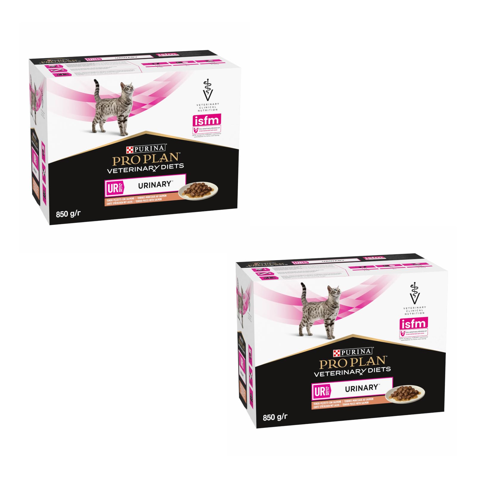 Pro Plan Veterinary Diets UR St/Ox Urinary Salmon | Twin Pack | 2 x 10 x 85g | Complete Diet Food for Adult Cats | May Contribute to Dissolution of Struvite Stones