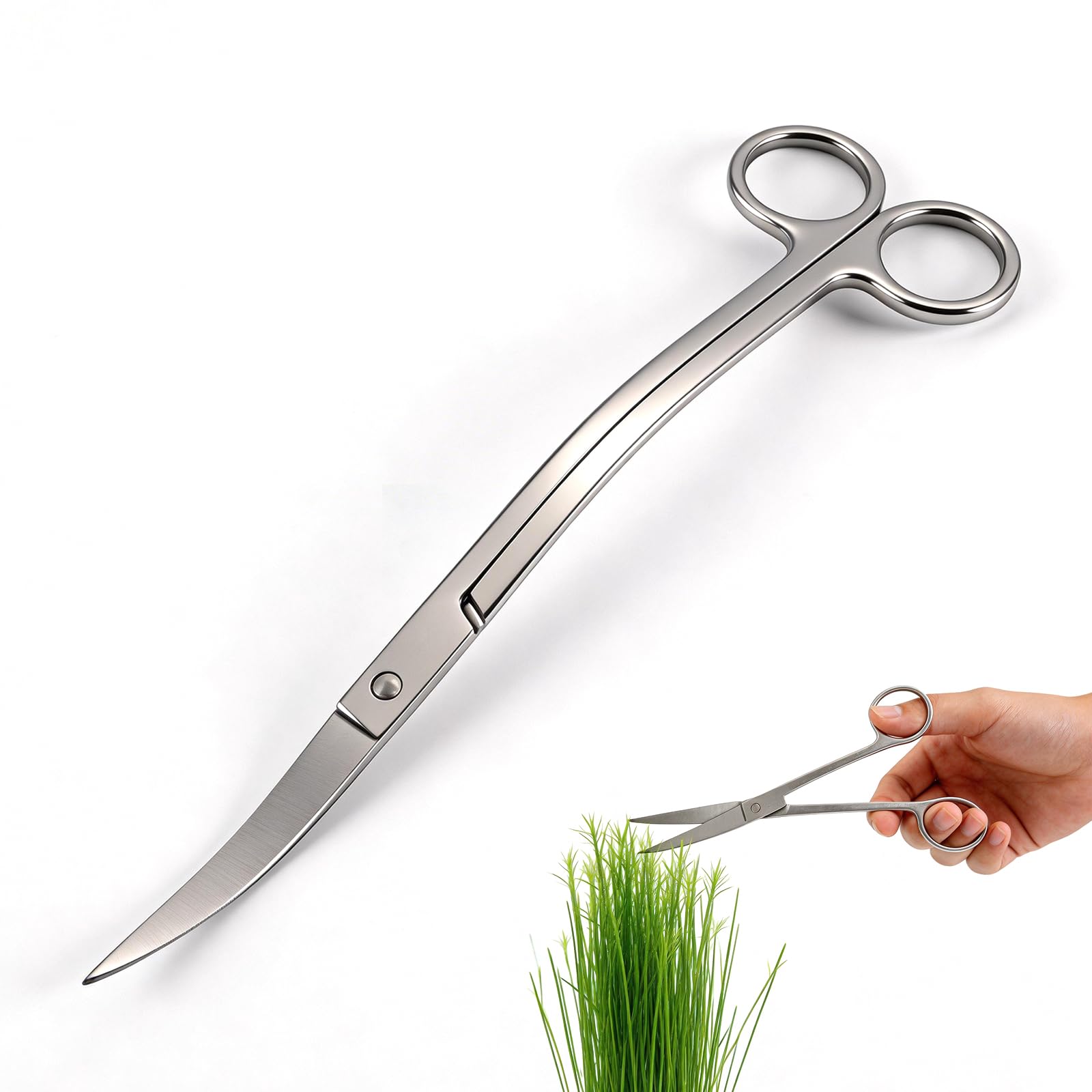 Stainless Steel Aquatic Plant Scissors,Qiundar 25cm Fish Tank Plant Scissors Long Curved Aquarium Shear Aquarium Plants Trimming Scissor Wave Scissor for Fish Tank Plants Aquascaping Tool