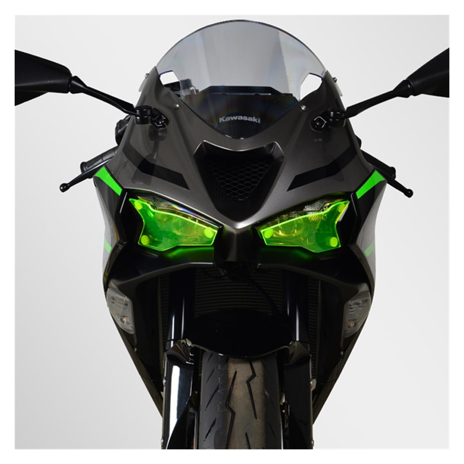 osłona reflektora motocykl Dla Kawasaki Ninja500 Ninja 500 Osłona Reflektora Motocykla, Folia Ochronna Zmieniająca Kolor, Soczewka Reflektora metalowy retro grill(Yellow)