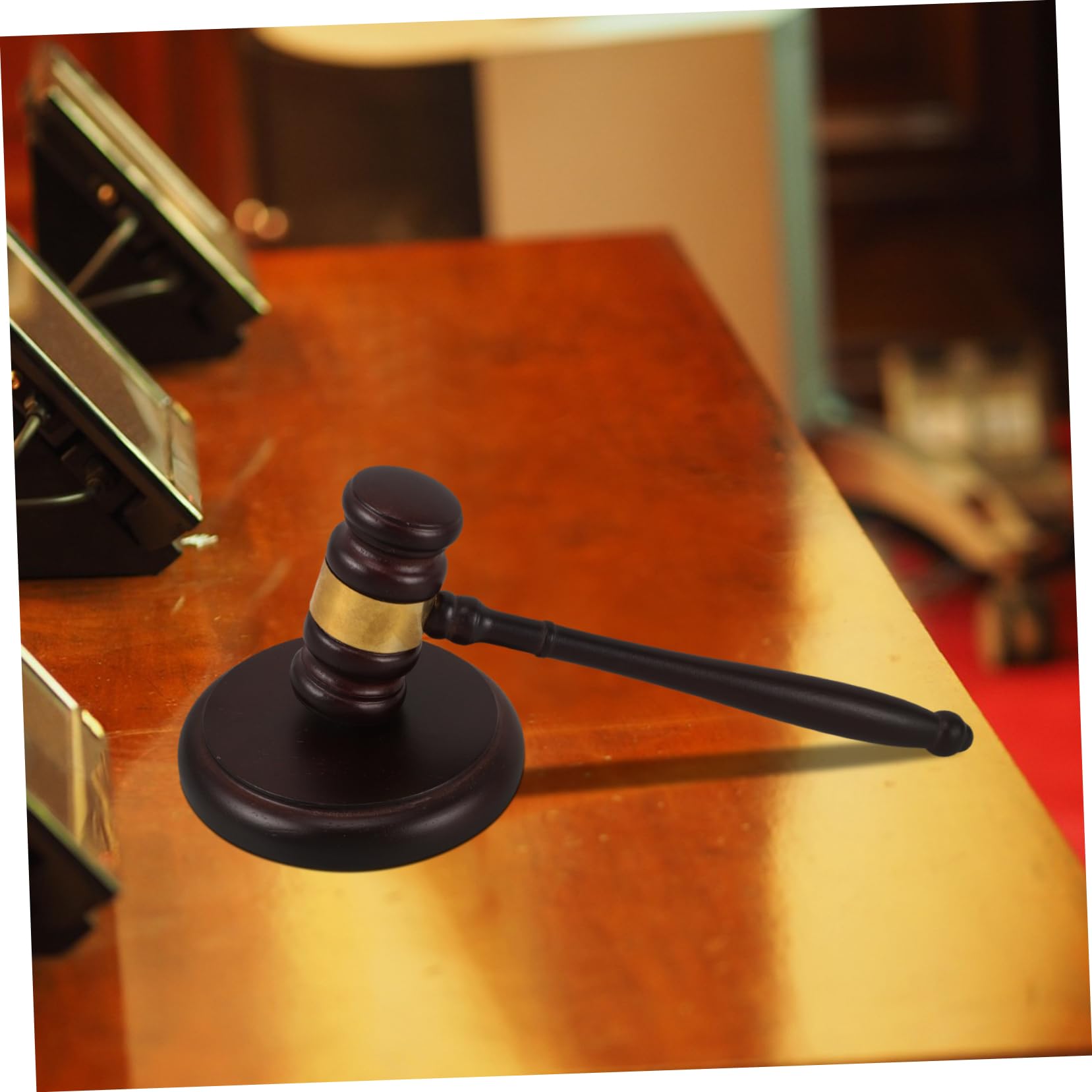 UPKOCH Martillo De Juez De Madera Maciza Base De Bloque Sonoro, Tamaño Mini, Herramienta Profesional Para Sala De Audiencias y Subastas, Decoración Despacho Abogado