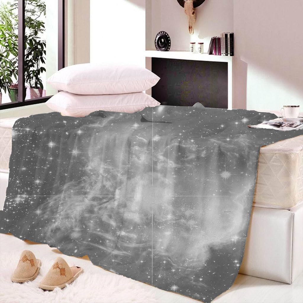 Coperta In Pile Di Pelliccia Sintetica Per Divano E Letto, Paesaggio Della Galassia Grigia Stampata Coperta Matrimoniale Invernale Di Flanella 150X200Cm Morbida, Calda E Accogliente, Fluffy