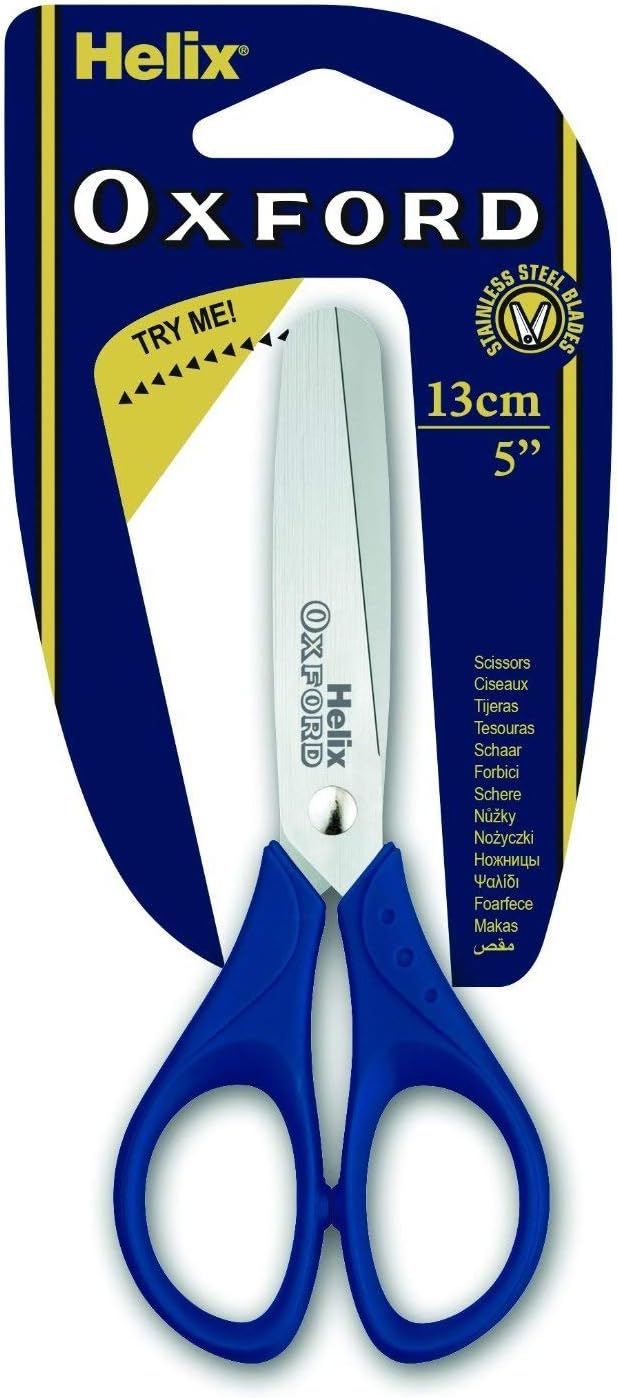 HELIX OXFORD Childrens Kids Scissors 13cm Round Ended Craft Scissors [Pack of 2 Pairs]
