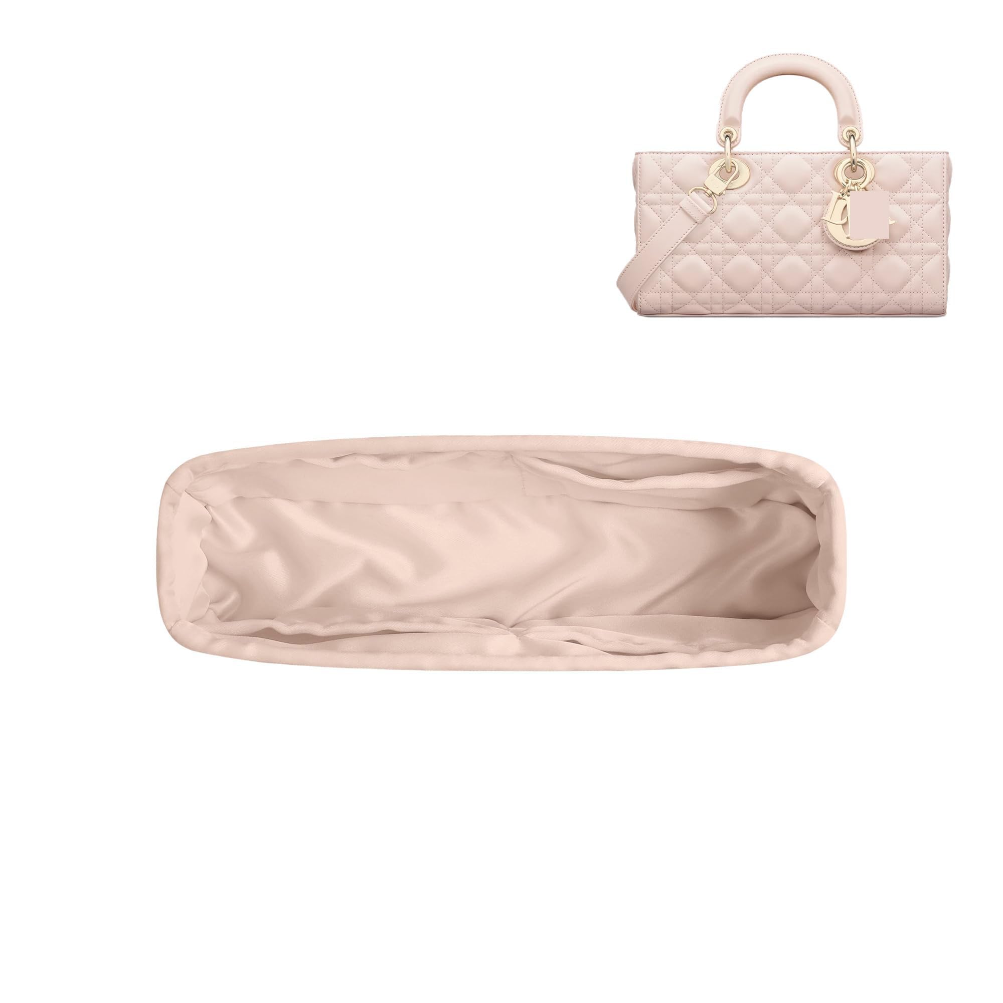 DGAZ Silk Purse Organizer Insert Fits Dior D-joy Bags,Silky Smooth Bag Organizer?Luxury Handbag & Tote Shaper(Rose dragee,D-joy M)