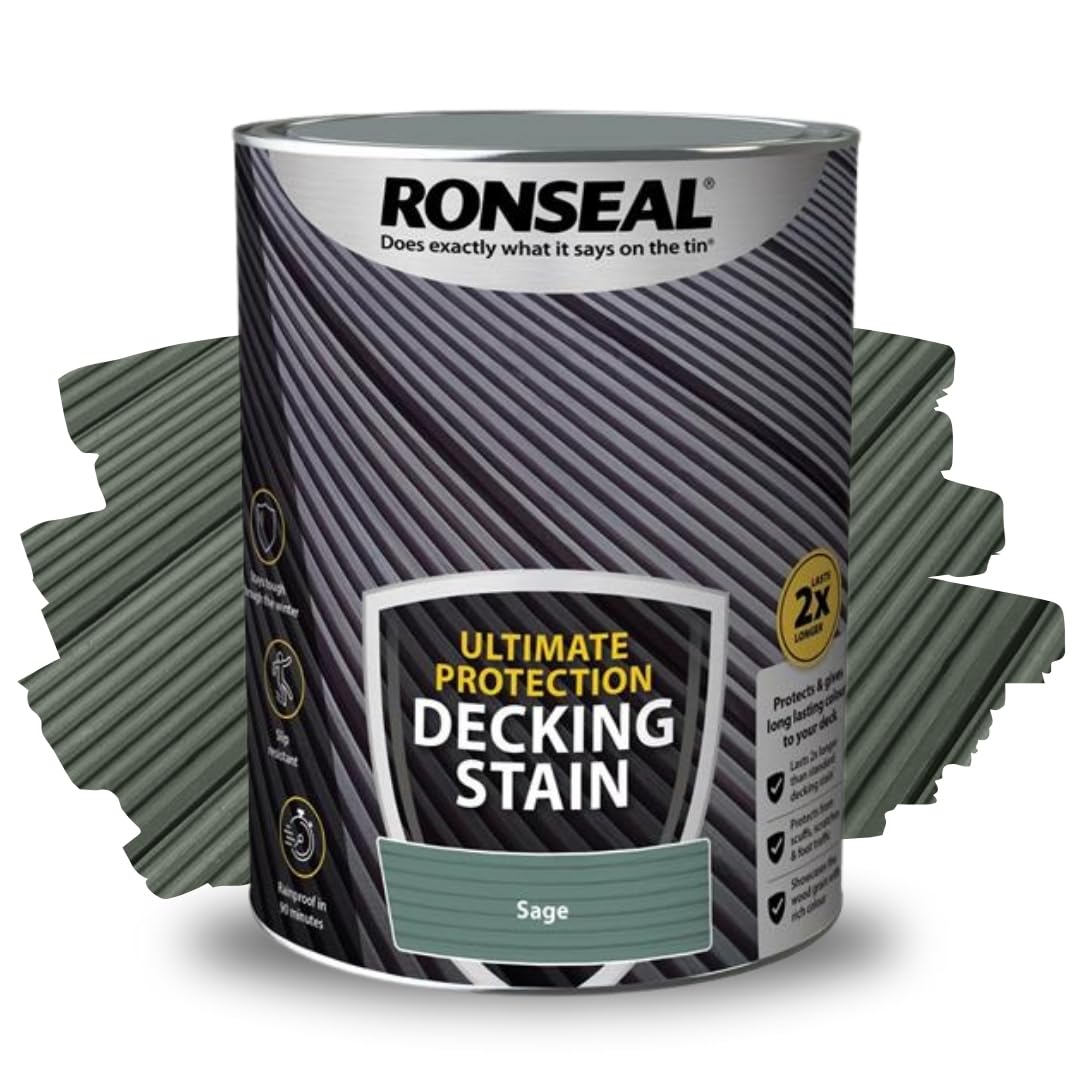 ARUUJ - Decking Stain, Long-Lasting Weather Protection, Quick Dry in 90 Minutes, Anti Slip Deck Stain, Indoor Outdoor Use, Protects Against Scuffs & Foot Traffic, Matt Finish (Sage, 5L)