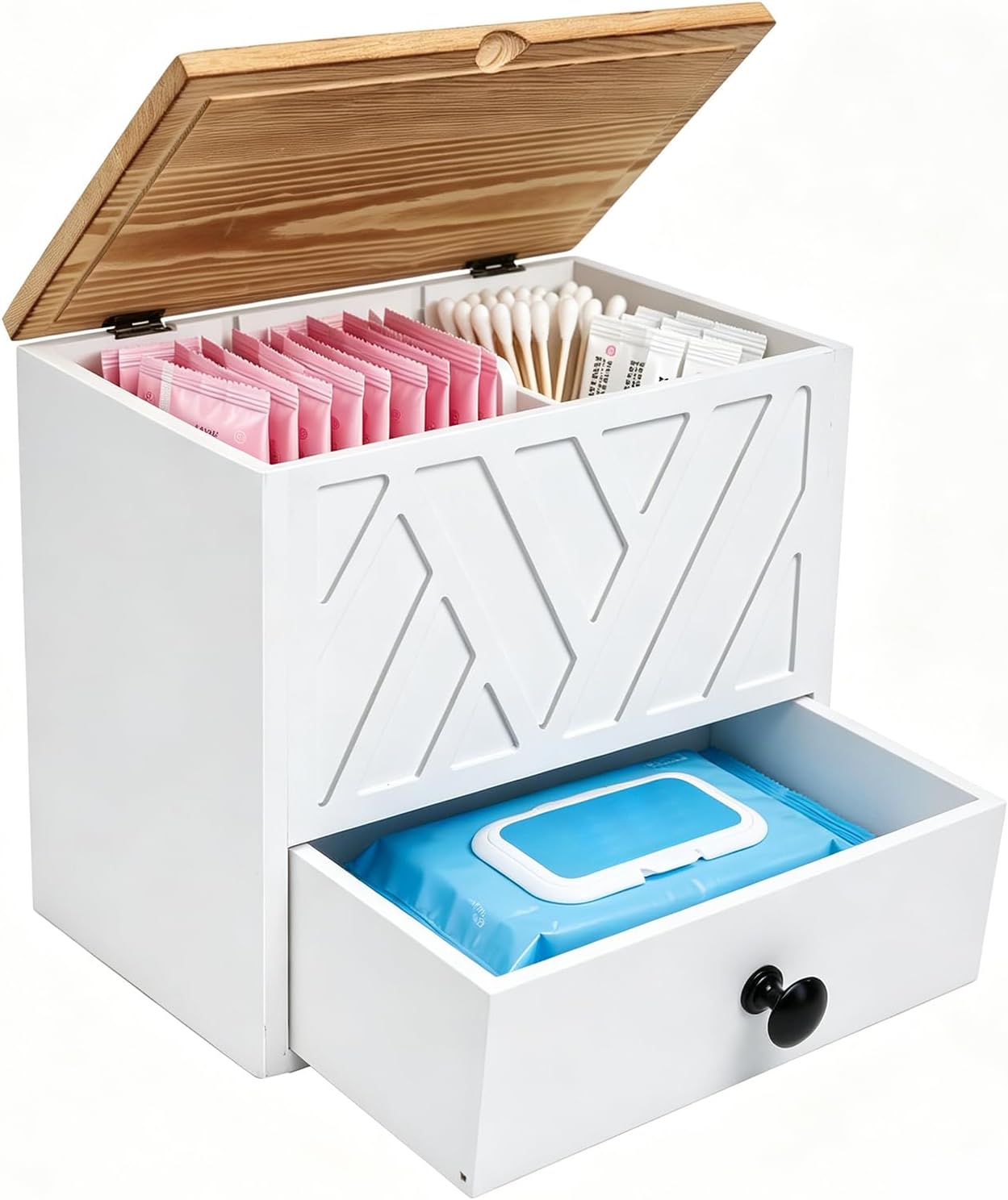 Tampon Holder for Bathroom Decor Feminine Product Organizer With Lid & Drawer Shark Week Box Girl Stuff Home Decor