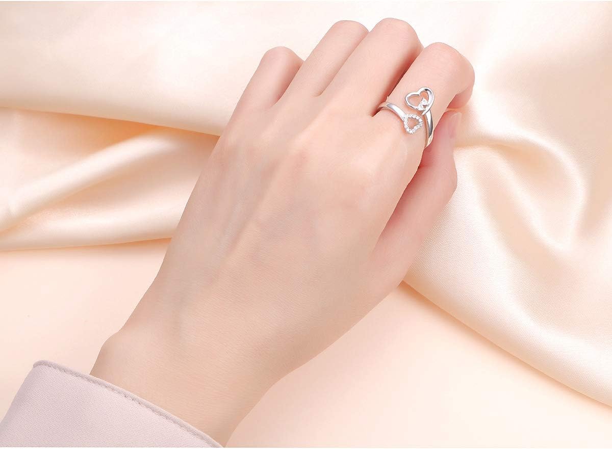 Sterling Silver Always My Sister Forever My Friend Double Heart Ring Size 5-9 - Image 3