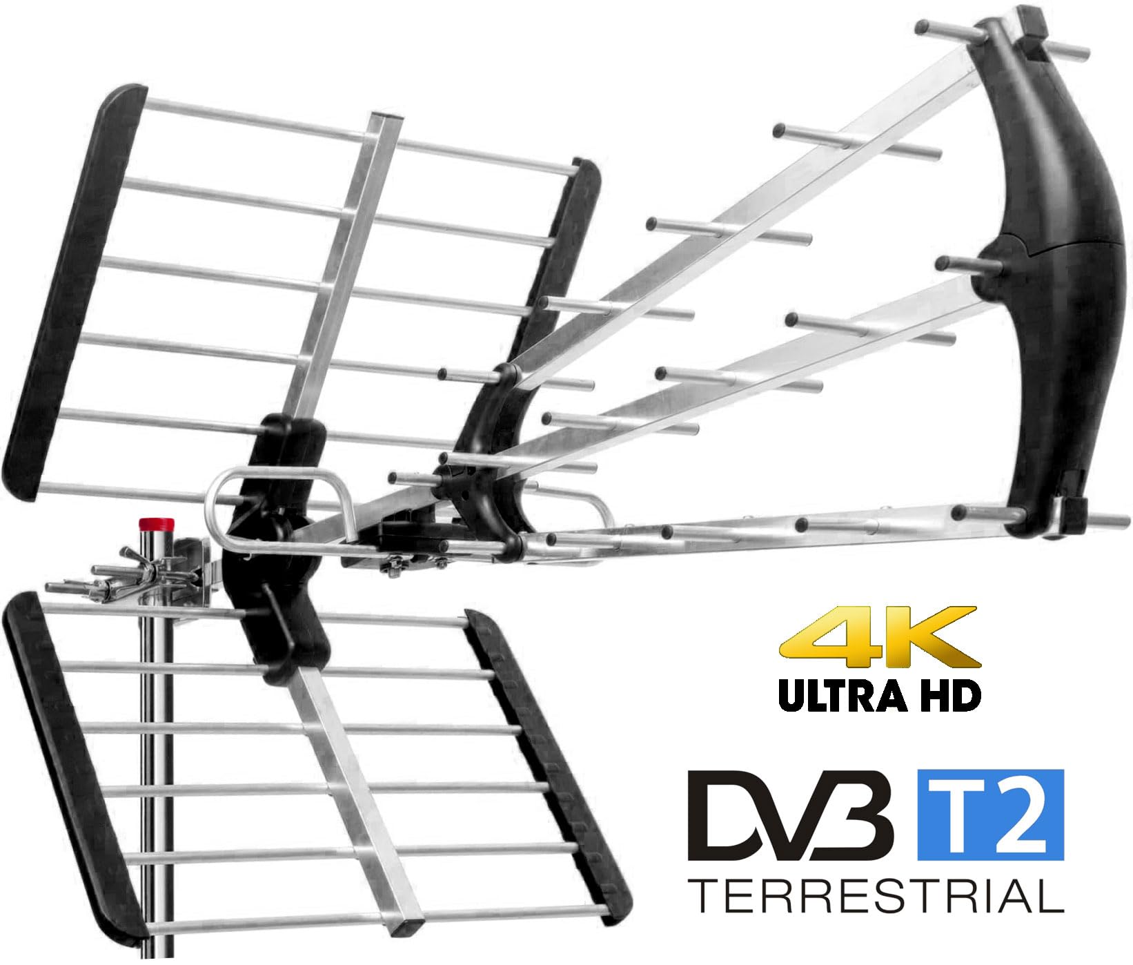 ANFEL 16db Antenna TV tripla Digitale Terrestre UHF 21-48 esterno, con filtro 5G LTE, per Ricezione il segnale Digitale Terrestre DVB-T/T2, Frequenze 470-694Mhz, Lunghezza 78cm, Nero
