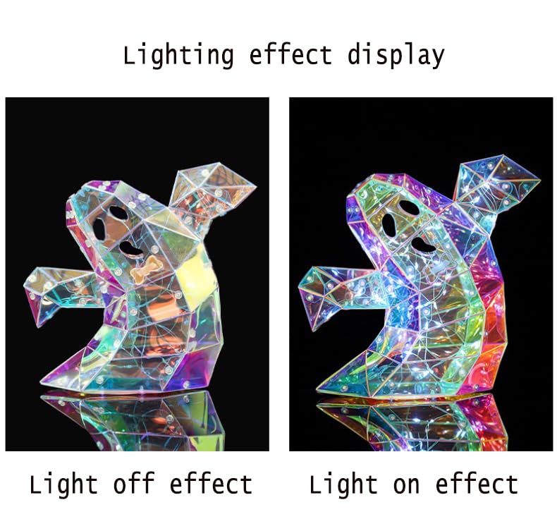 Prismatic Iridescent Spooky Ghost, Halloween Ghost Decorations,LED Iridescent Ghost Light,Halloween Light Up Ghost (Small Ghost)