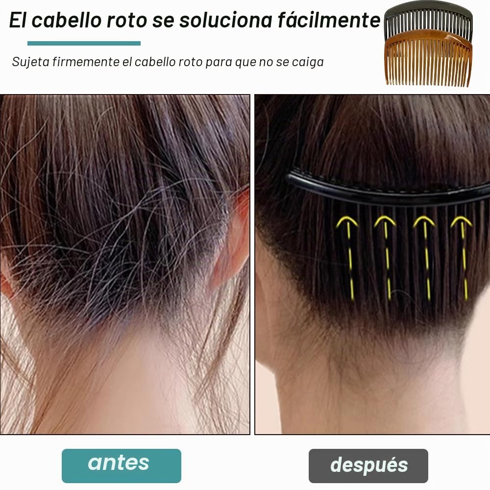 2 peines de plástico laterales para el cabello, peines laterales franceses, 23 dientes de plástico, pinzas para el pelo, accesorios para el cabello fino, mujeres y niñas