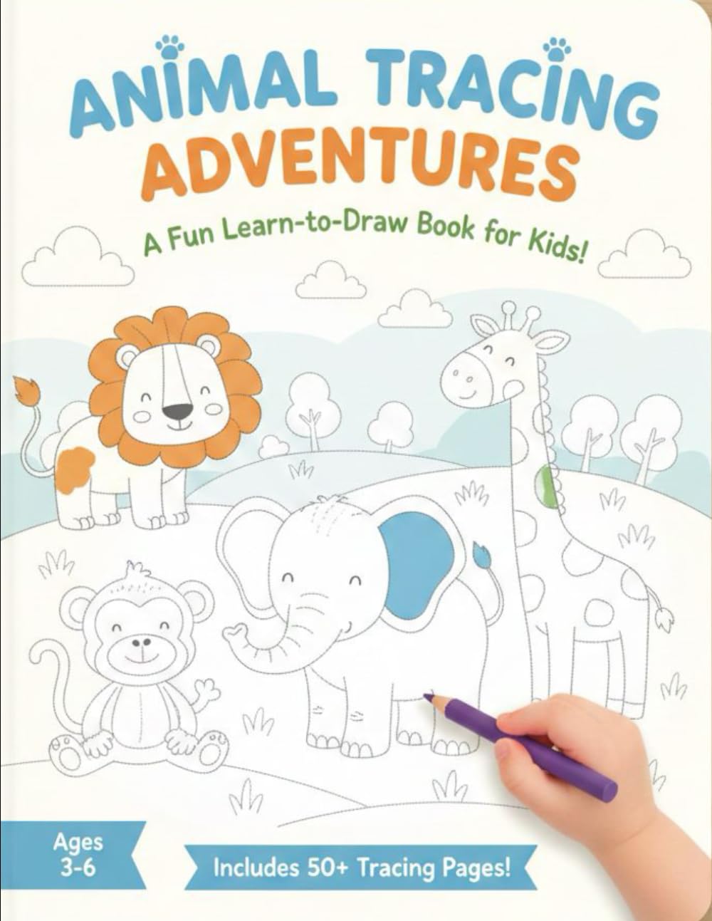 Animal Tracing Book for Kids: Fun Handwriting Practice with Cute Animals