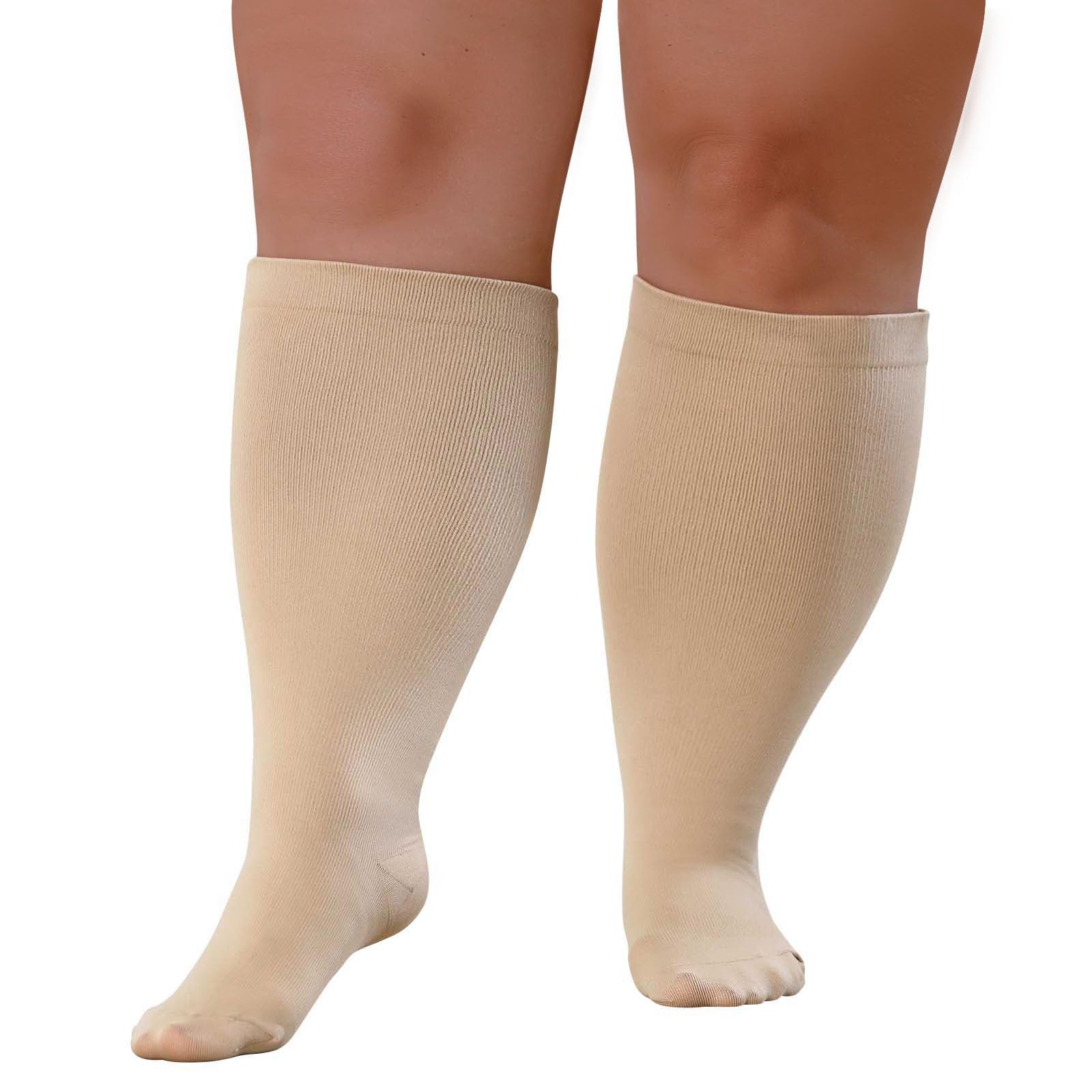 Plus Size Compression Socks: Wide Calf Compression Stockings for Men Women - Up to 7X Large 20-30 mmHg Compression Hose for Pregnancy Travel Running Nurses