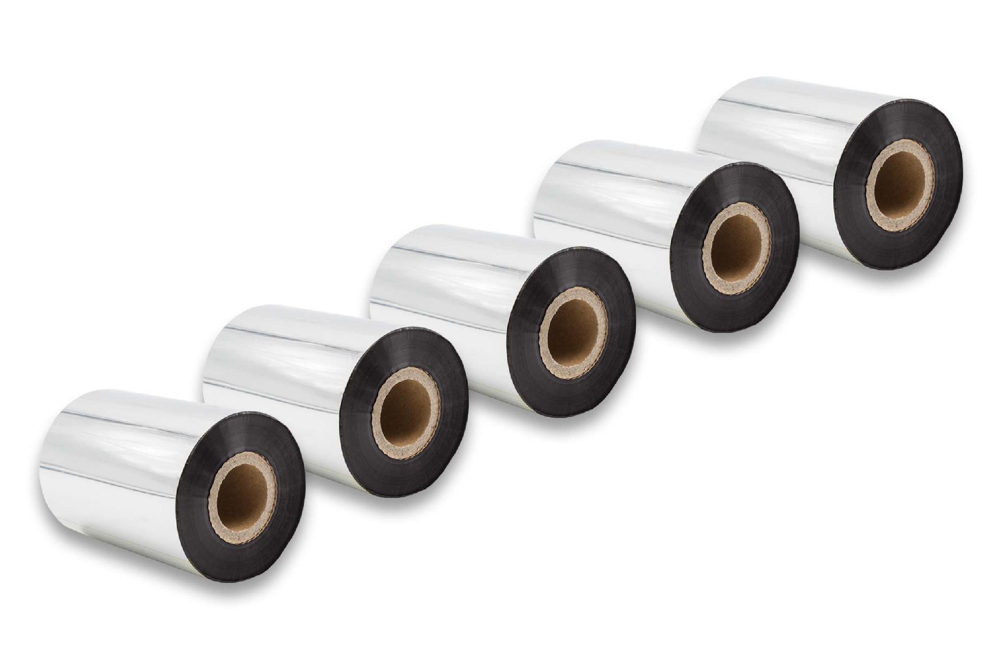vhbw 5x nastro trasferimento termico compatibile con TSC TTP-247, TTP-246M Plus, TTP-268M etichettatrice, indelebile, 90mmx300m, cera di qualità plus