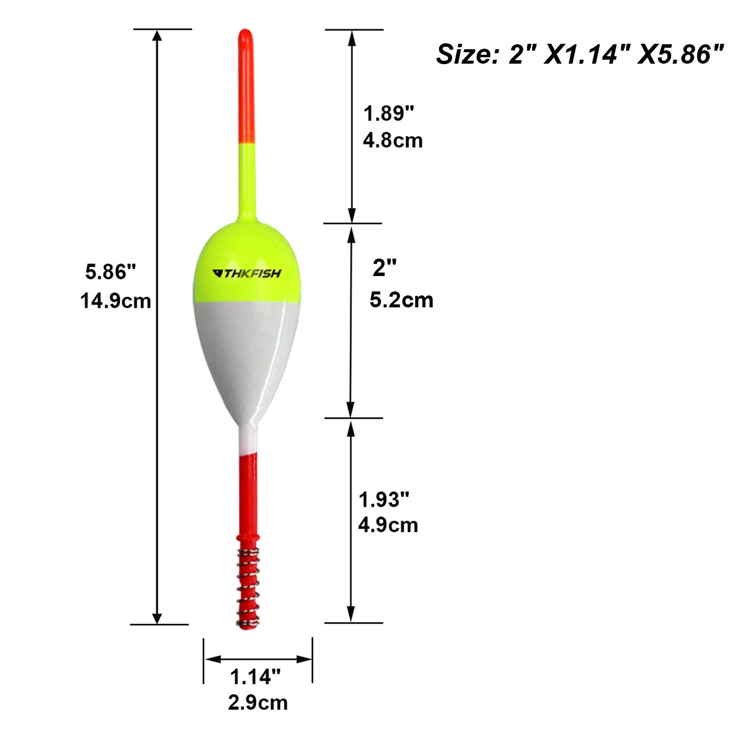 THKFISH Spławiki wędkarskie Bobbers balsa drewno spławiki sprężynowe bobbers wsuwane bobbers do crappie panfish walleyes 5 szt. czerwony/żółty