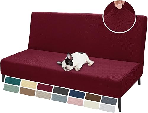 ZNSAYOTX Fundas de futón sin brazos tamaño matrimonial (67-82 pulgadas), fundas de sofá cama de jacquard elásticas, funda de futón a rayas con parte