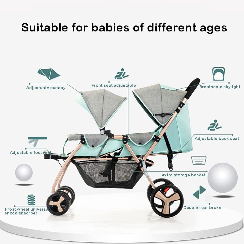 EYPKPL Poussette Portable Poussettes Tandem réglables Chariot Pliant Sit Lie Poussette Double détachable pour bébé garçons et Filles