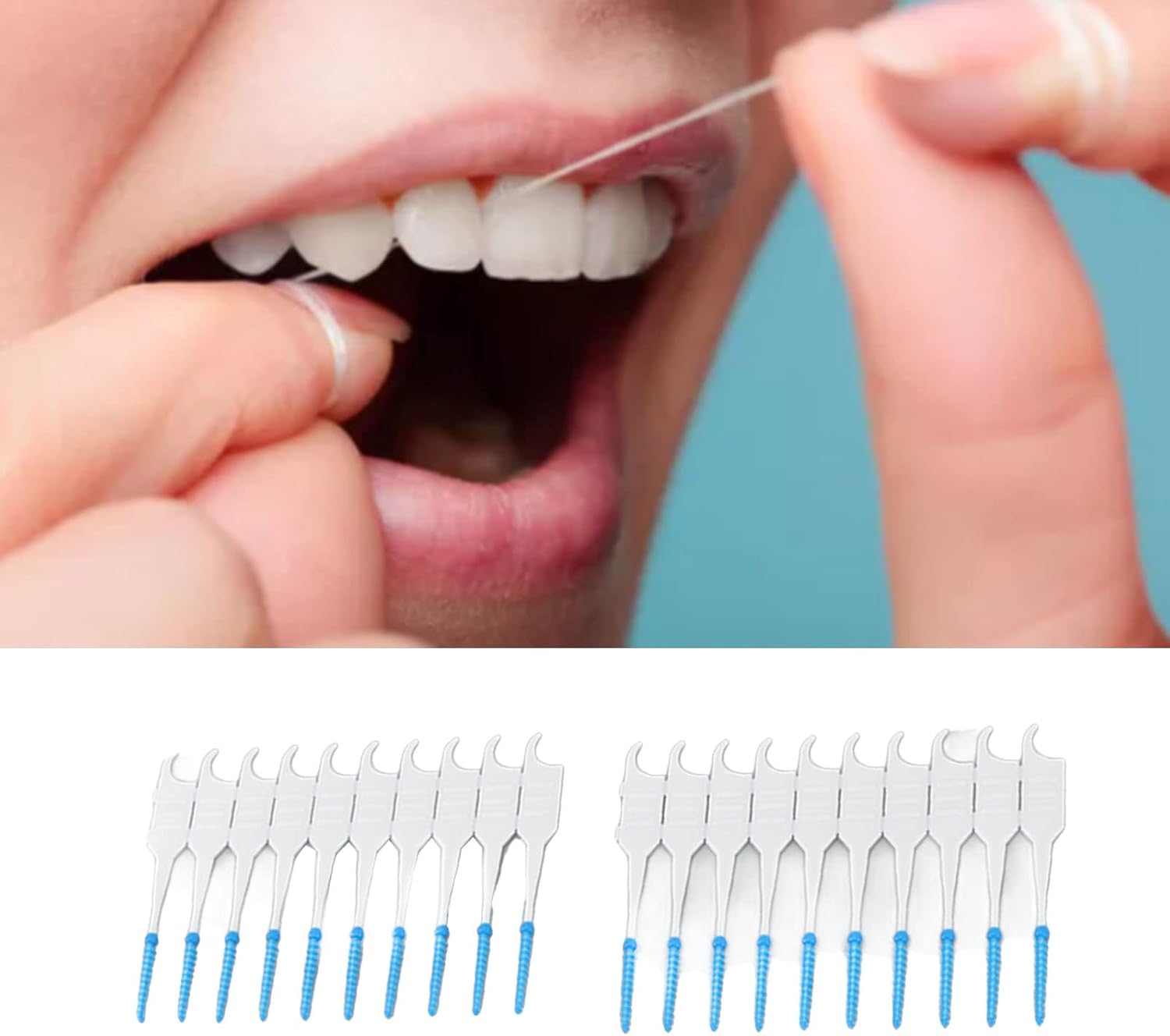 200PCS Soft interdental Brushes, Dental Toothpicks Brush Interdental Brush Disposable Soft Silicone Head Portable Floss Toothpick Brush with Case for Oral Care (Blue)