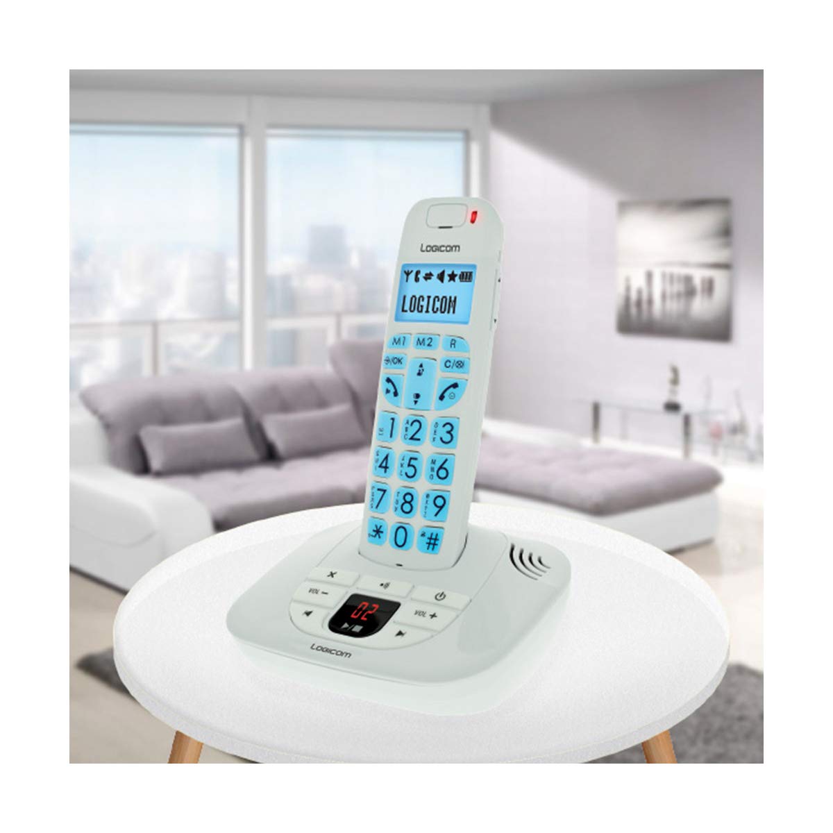 Logicom Confort 155T Téléphone fixe Sans Fil avec Répondeur Blanc