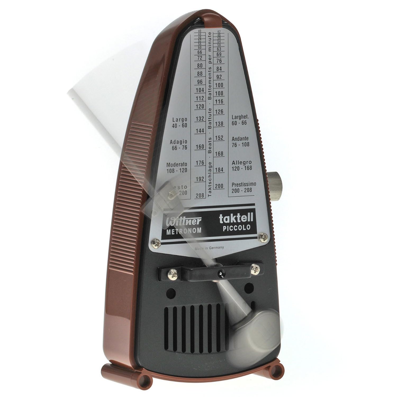 Wittner mechanisches Metronom 831 Taktell Piccolo Mahagoni-Braun mit keepdrum Mikrofasertuch