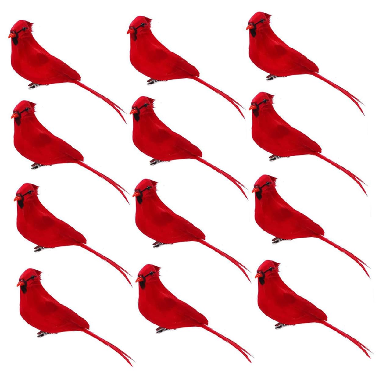 12pezzi Decorazione di Uccelli Cardinali Rossi con Clip per Uccelli di Natale da Appendere all Albero Altri Luoghi Desiderati Realizzata in Piuma Clip di Ferro Sicura e Durevole