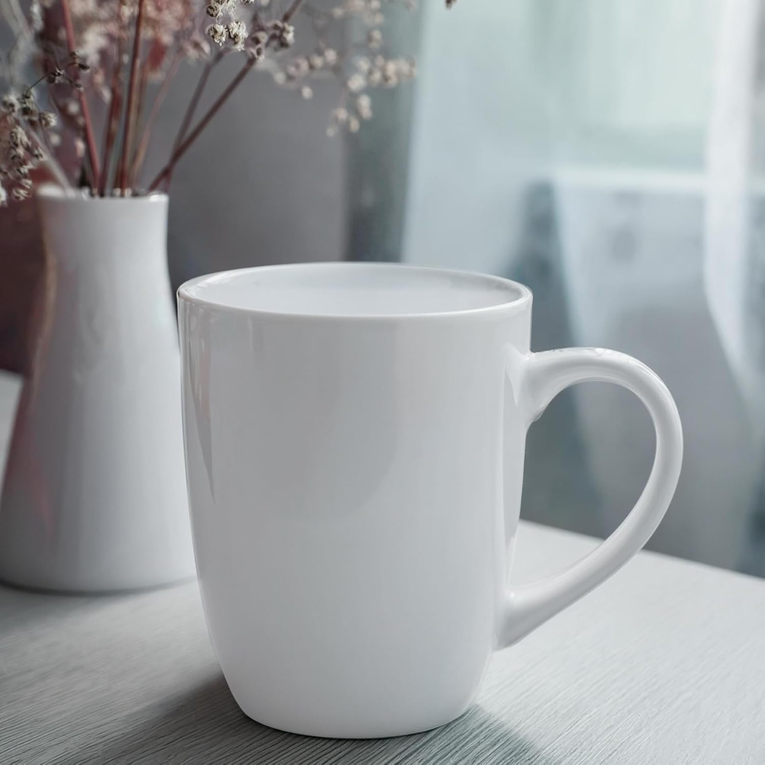 Glasmark Krosno Coffee Mug, White with Handle, Ceramic Mug, Set of 6, Coffee Mug Cup, Tea Cup, 300 ml