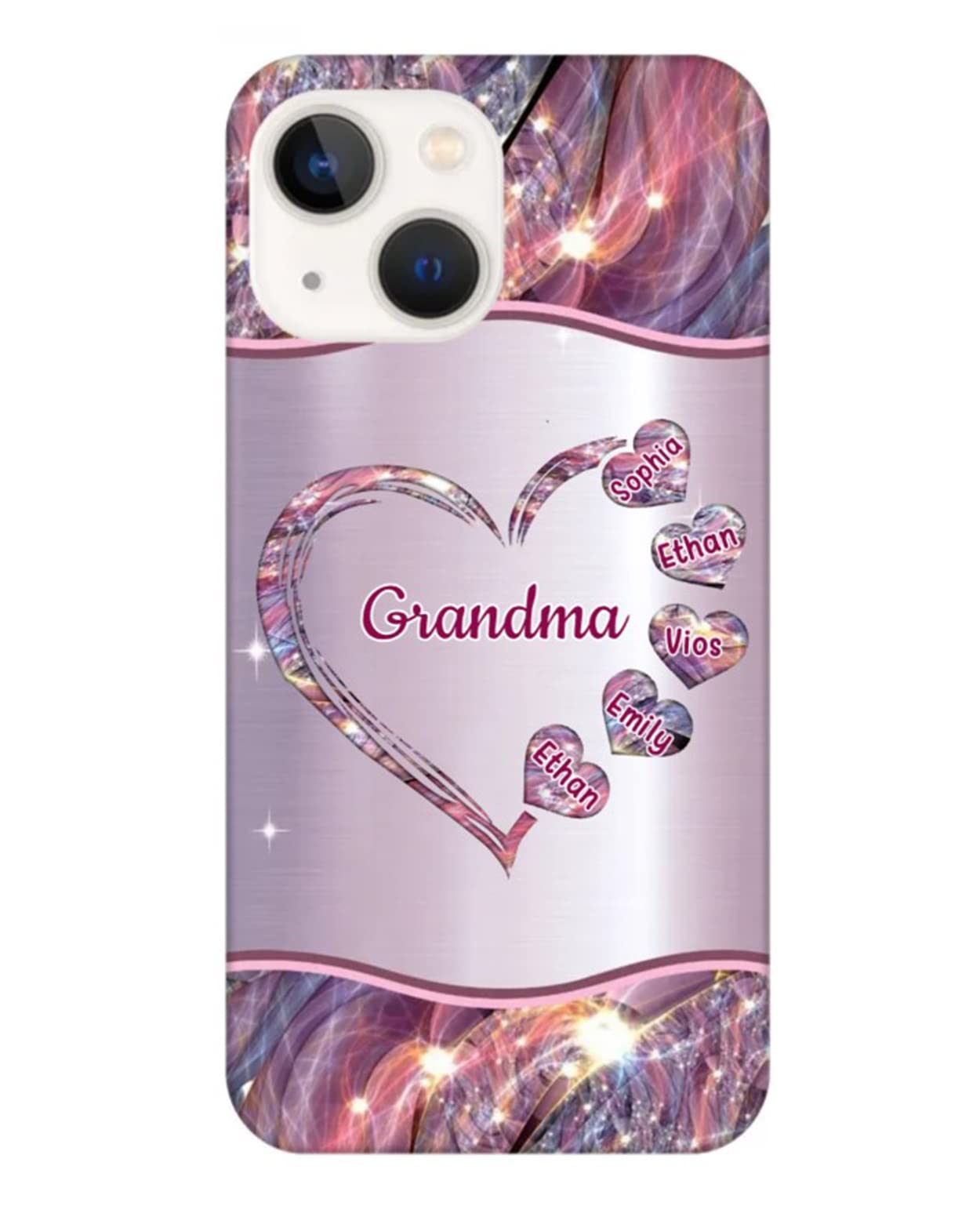 IZI POD Hearts Grandma Nana Mimi Gigi Personalized Phone case, Cute Women Gift for Birthday, Mother Day, Christmas, Phone Case for iPhone, Phone Case