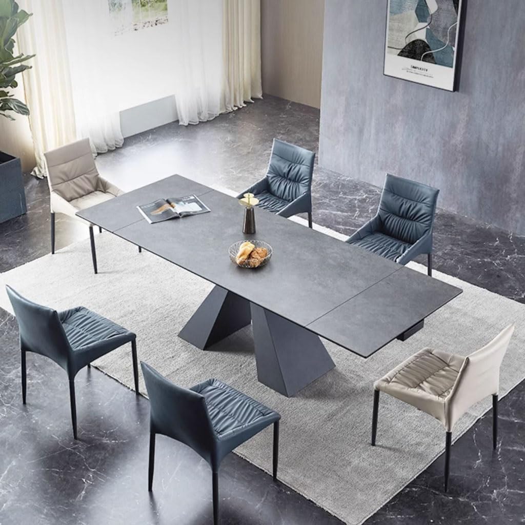 Tavolo Allungabile 160-240 cm – Piano Ceramica Gres Porcellanato Opaco Antigraffio – Struttura Metallo Verniciato – 2 Prolunghe Integrate 40 cm – 6-10 Posti (Grey, 200, Centimetri)