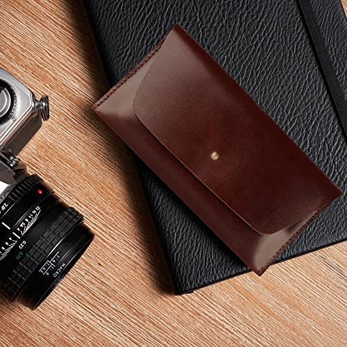 Currency Pouch, Coin Purse, Paper Money Pouch and Credit Card Holder, Leather Retro Clutch Wallet for Men and Women, Cash Organiser Envelope, Mini Wallet for Travel (Brown, 8x4 inch)3
