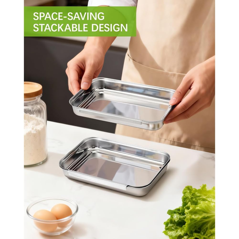 Set di 3 vassoi per impanare con design a nido per cucina compatta