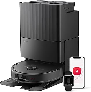 roborock QV 35S Robot Aspirateur, 10 000 pa d'Aspiration, Double Système Anti-Enchevêtrement, Deux Balais Relevables 10mm, Technologie RéActive & Navigation PreciSense LiDAR, Station Tout-en-Un Noir