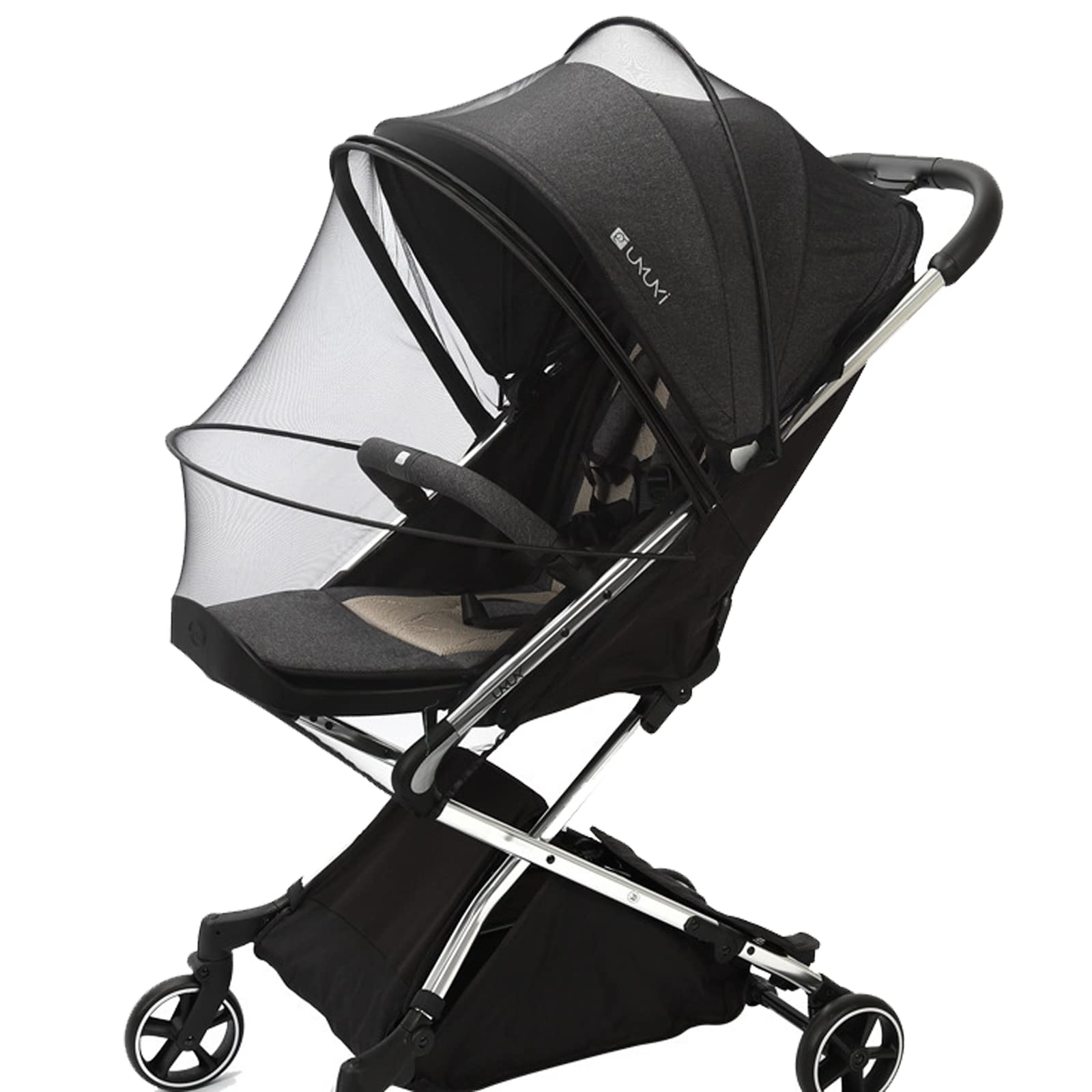 Mosquitera Carrito Bebe Universal,Respirable Red Antimosquitos Bebe con Cremallera,3D PVC Support Red Antiinsectos Malla Encriptada para Capazo,Silla de Paseo,Cuna de Viaje(Negro)