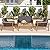 PATIOJOY 4 Pieces Outdoor Acacia Wood Furniture Sofa Set, Outdoor PE Wicker Conversation Set with Coffee Table and Soft Cushions for Garden, Poolside and Backyard (1, Grey)