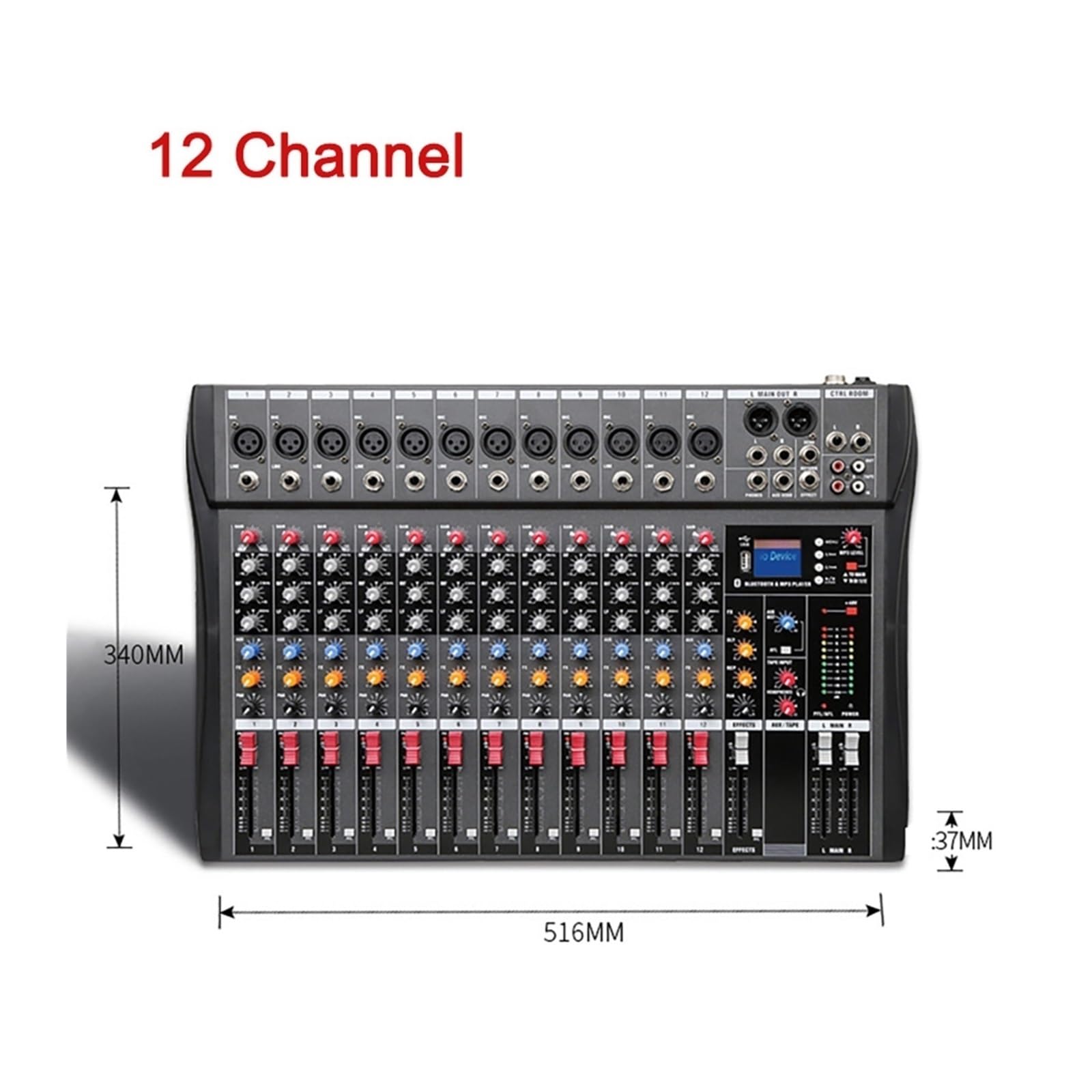 Mikser dźwięku, 6 8 12 kanałowy profesjonalny mikser audio komputerowy nagrywanie USB karta dźwiękowa kontroler DJ konsole cyfrowe(12 channel)