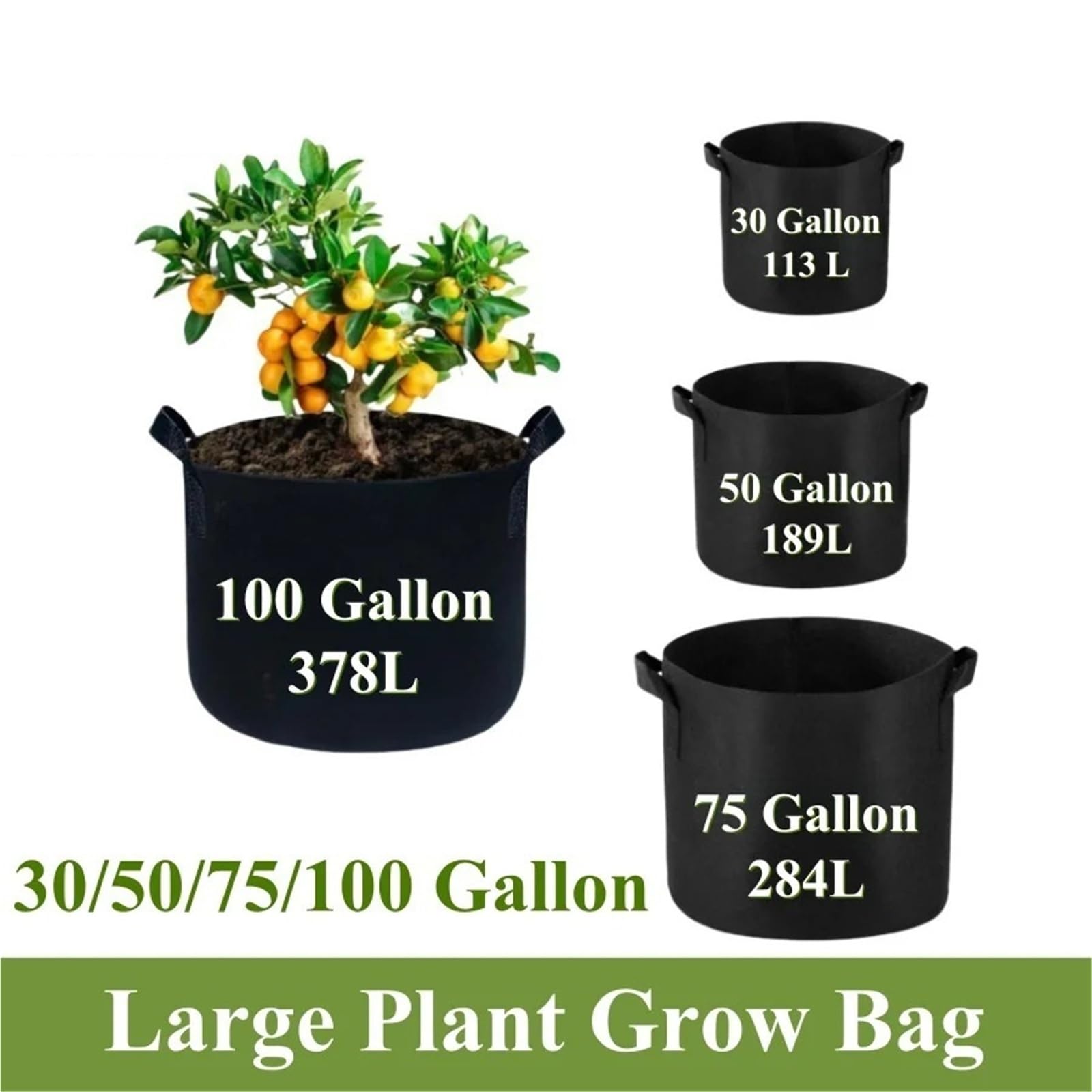 Stofftopf 30–100 Gallonen großer Vlies-Wachstumsbeutel | For Blumen Obstbaum Gemüsebehälter(50 Gallon)