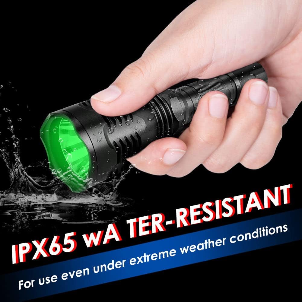 WINDFIRE WF802 Green Hunting Light Tactical Flashlight 350 Lumens 250 Yards LED Coyote Hog Fox Varmint Predator Lights with Remote Pressure Switch & Scope/Bike Mount Holder