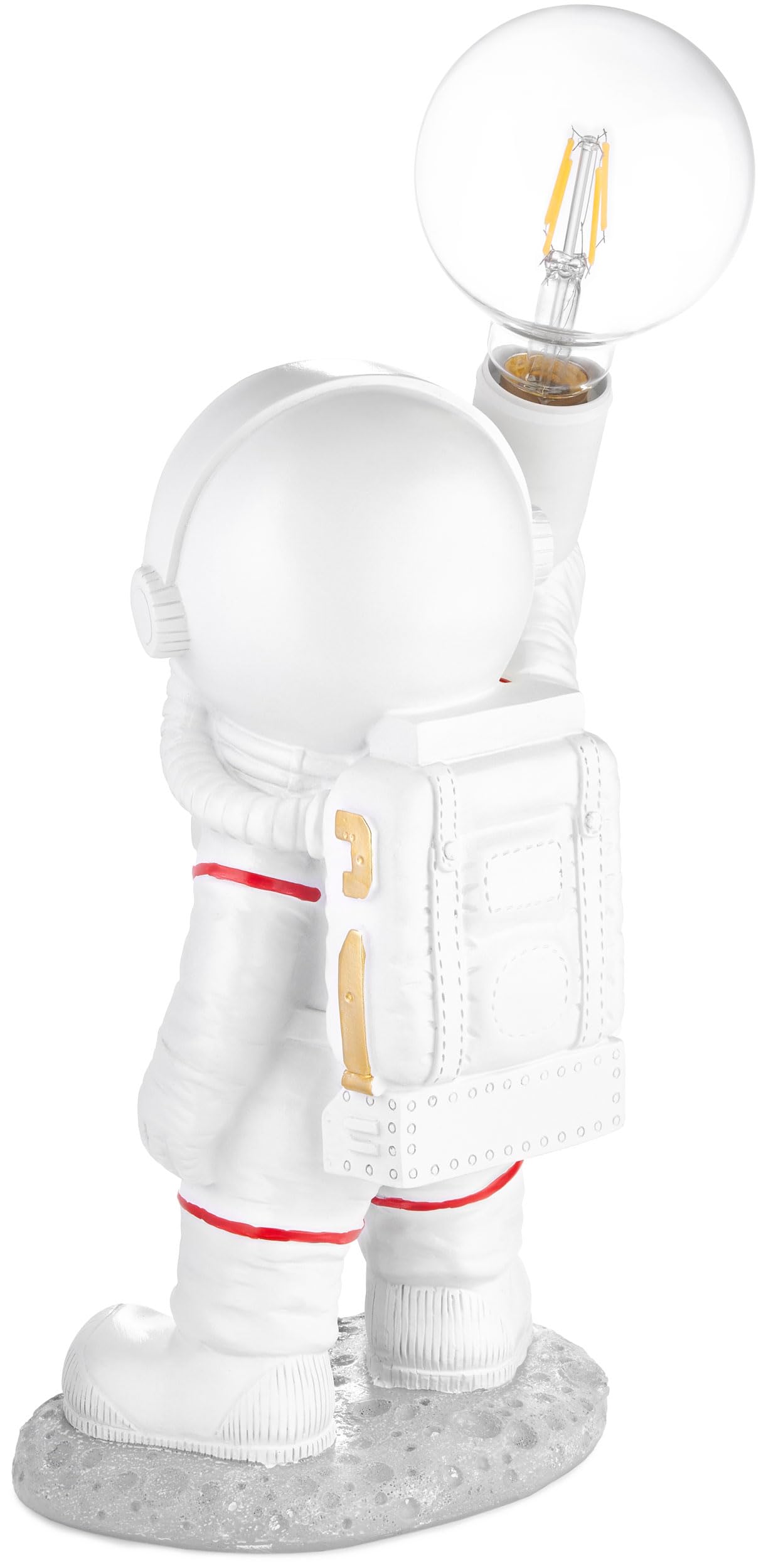 Brubaker Lampada Da Tavolo Astronauta Con Luna 46cm - LED USB-C - Decorazione Spaziale Oro/bianco/nero