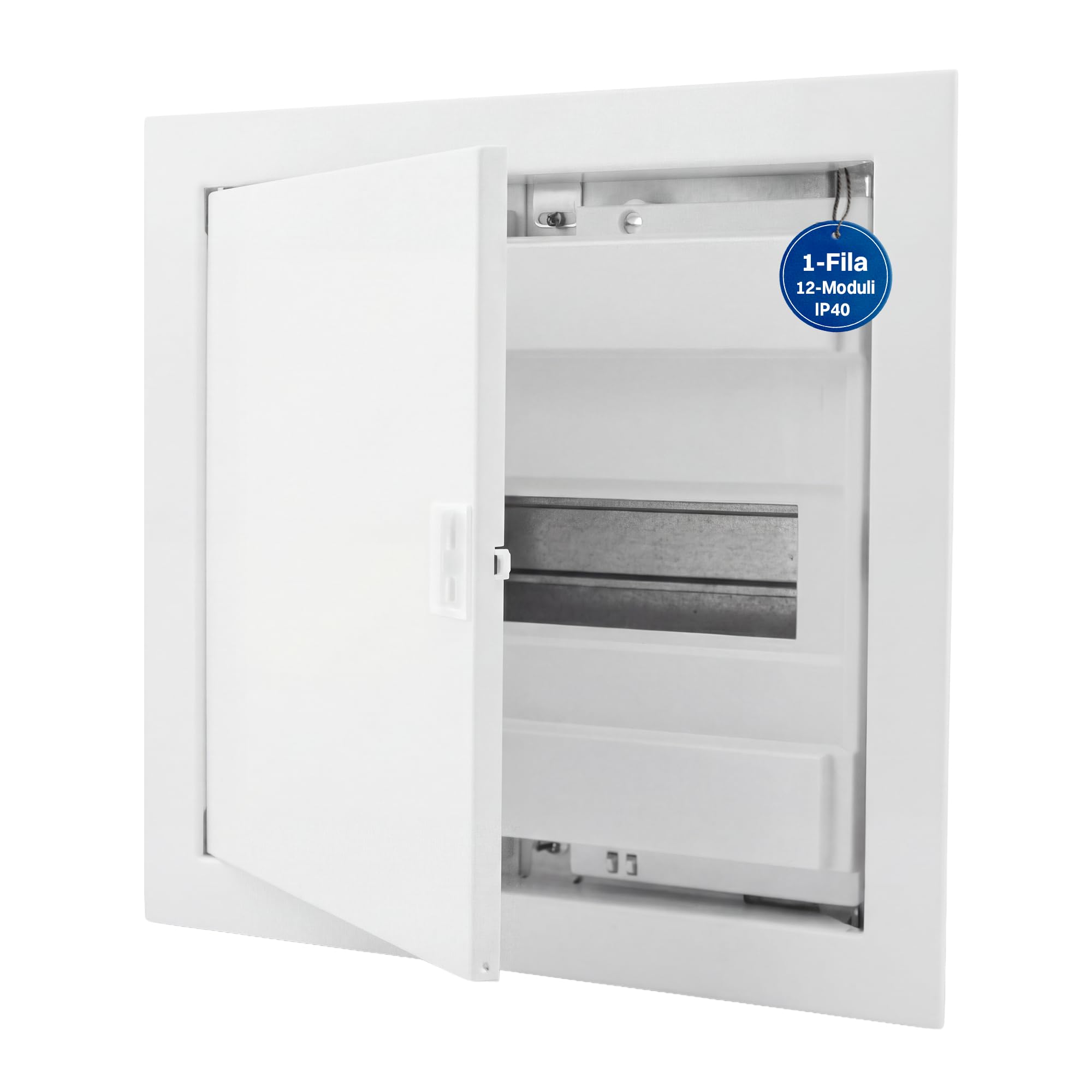 Intratec Quadro Elettrico da Incasso 1 File – Centralino di Distribuzione IP40 per 12 Moduli con Porta Metallica Bianca e Guida DIN per Impianti Elettrici Interni – 346 x 317 x 92mm