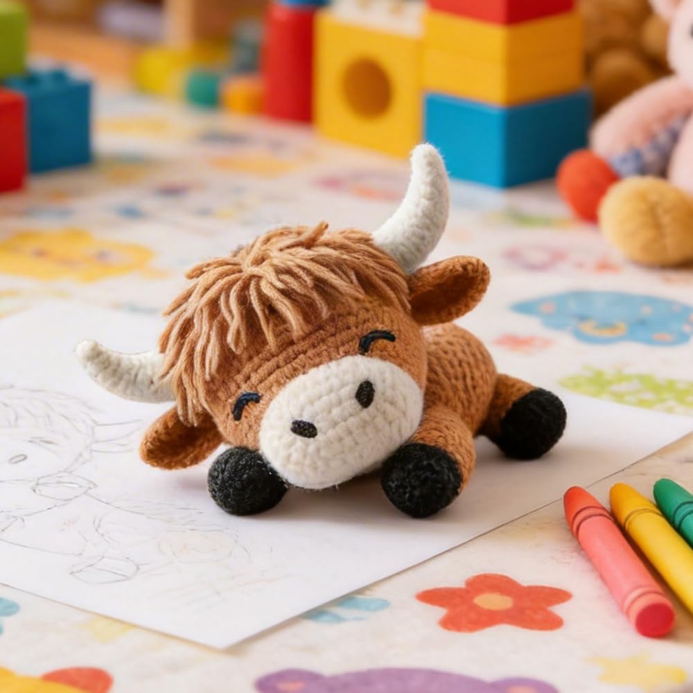 Wxeadu Black, Brown Crochet Kits For Beginners Adults, Highland Cow Crochet Kit For Beginners, Amigurumi Crochet Starter Kit Step-By-Step Video Tutorials, Beginner Crochet Kit, Beginners Crochet Kit