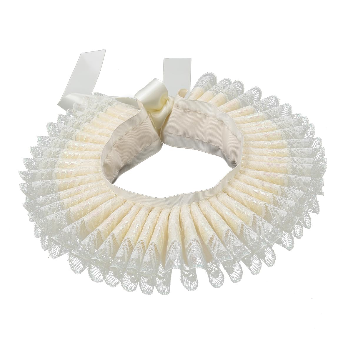 BPURB Renaissance Elisabethan Ruff Collar Neck Ruffle Collar Clown Collars, Beige, One Size