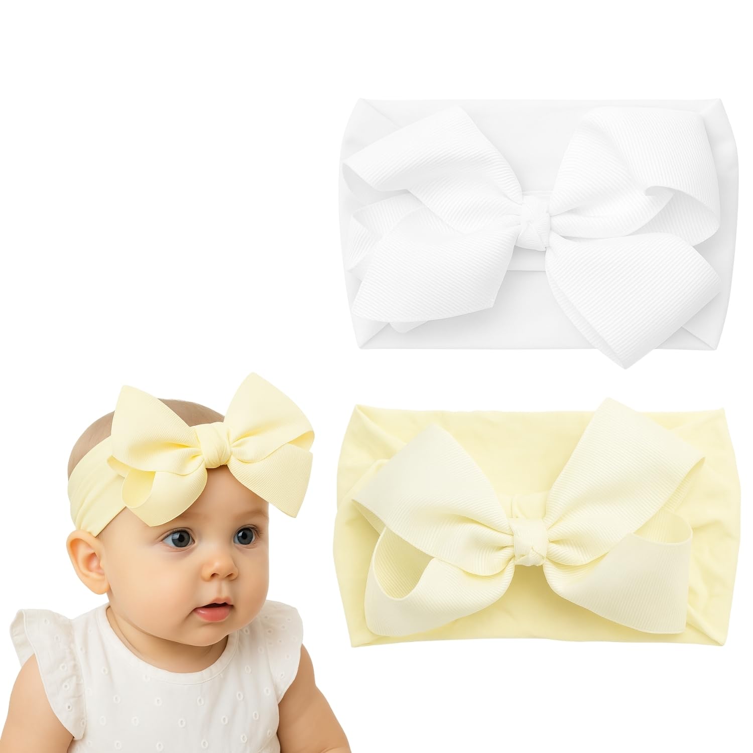 2 Pcs Baby Headbands Stylish Super Soft Stretchy Multicolor Hair Bands Hair Bows Head Wrap Hair Accessories for Baby Girls Newborns infants Toddlers Kids-image-44