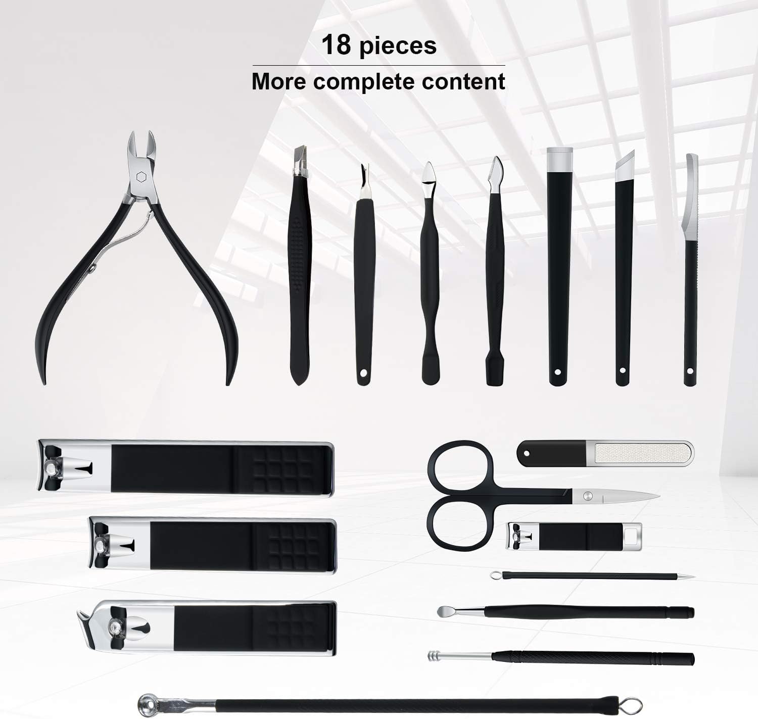 Keiby Citom Manicure Set 18pcs Professional Nail Clippers Kit Pedicure Care Tools-Stainless Steel Grooming Tools With Rose Gold PU Leather Case for Travel & Home (Pink) 10 61LVVMDMrbL. AC SL1500